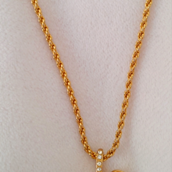 Vintage Givenchy Gold Tone Feather with Rhinestone Necklace - Picture 10 of 12